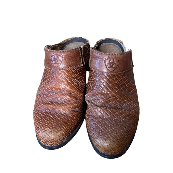 Western Slip on Brown Weaved Ariat Clogs 6 - Picture 1 of 9